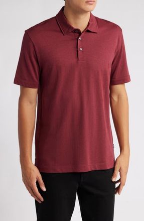 BOSS Press Lyocell & Cotton Polo in Dark Red at Nordstrom, Size Xxx-Large