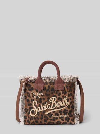 MC2 Saint Barth Handtasche mit Fransen und Label-Print Modell VANITY MINI in Dunkelbraun, Gr&ouml;&szlig;e 1