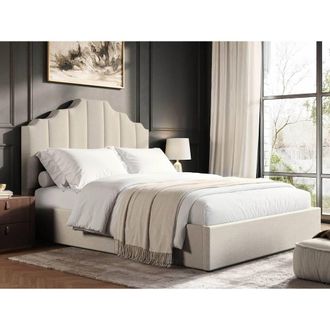 Flair Margot Ottoman Bed Beige Linen | Size: Double