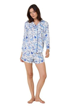 The Cats Pajamas Pima Knit Long Sleeved Short Set in Savannah Soir&eacute;e at Nordstrom, Size X-Large