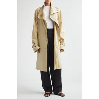 Toteme Tie Waist Jersey T-Shirt in White at Nordstrom, Size Medium