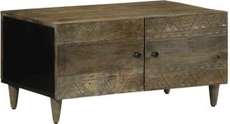 vidaXL Vidaxl - Mesa De Centro De Madera Maciza De Mango Gris Claro 80x50x40 Cm