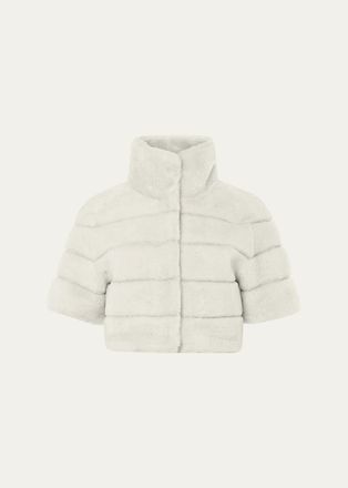 Gorski Reversible Lamb Shearling Bolero Jacket With Cropped Sleeves