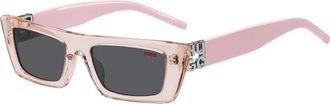 HUGO BOSS Roze/Grijs Zonnebril - Dames - Zonnebrillen - Roze - 52 MM - Accessoires