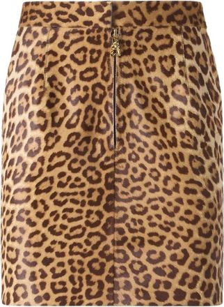 Roberto Cavalli Mini Rok met Luipaardprint - Dames - Korte rokken - Bruin - S - Su&egrave;de - Rokken