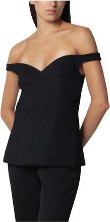 R&oacute;he Overhemden, Dames, Zwart, 2Xs, Leer, Off-Shoulder Wrap Top