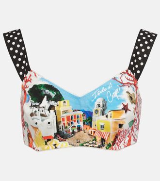 Dolce & Gabbana Top bralette Capri in cotone con stampa