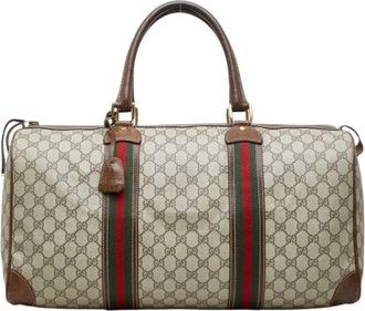 Gucci Beige Brown Pvc Leather Boston Bag (Pre-Owned)
