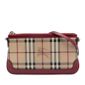 Burberry Tweedehands Haymarket Check Gecoat Canvas Peyton Schoudertas