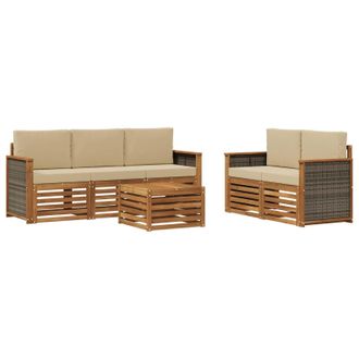 vidaXL Juegos De Sof&aacute;s Con Coj&iacute;n 6 Pcs Madera De Acacia S&oacute;lida Vidaxl