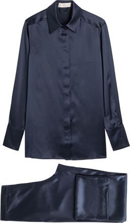 Olivia Von Halle Bacall Silk Pyjama set - Navy - XL (UK16 / XL)