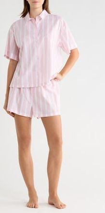 Abound Yarn Dye Stripe Shortie Pajamas in White- Pink Millie Stripe at Nordstrom Rack, Size X-Small
