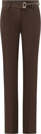 Sportmax Spxrum Pantalone - Dames - Straight fit broeken - Bruin - XS - Leer - Broeken