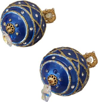 Dolce & Gabbana Kristallen Kerstbal Oorbellen - Dames - Oorbellen - Blauw - ONE Size - Accessoires