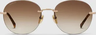 Gucci Specialized Fit Frameless Sunglasses, Gold