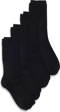 Nordstrom Assorted 4-Pack Everyday Rib Crew Socks in Black at Nordstrom, Size 9-11