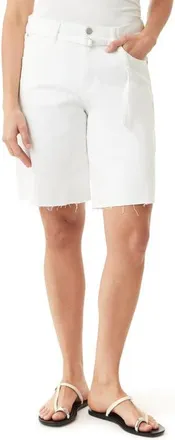 Habitual Brynn High Waist Raw Hem Bermuda Jeans in White at Nordstrom, Size 24