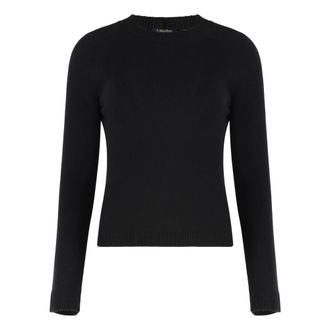 Max Mara Damasco Trui met ronde hals - Dames - Ronde hals truien - Zwart - XS - Wol - Truien & Vesten