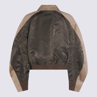 sacai Womens Jackets Khaki-Beige Nylon Khaki/beige