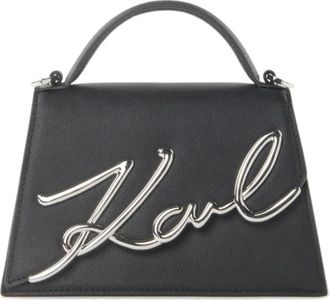 Karl Lagerfeld Signature 2.0 MD Crossbody - Dames - Handtassen - Zwart - ONE Size - Leer - Tassen