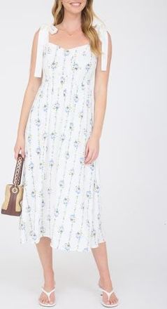 Blu Pepper Bow Tied Strap Midi Dress in Ivory Multi at Nordstrom Rack, Size Medium
