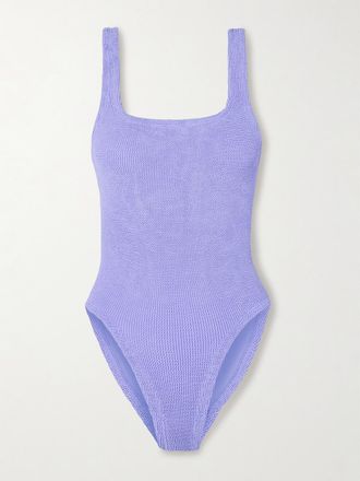 Hunza G Costume Da Bagno In Seersucker Coverage Square Neck - Viola