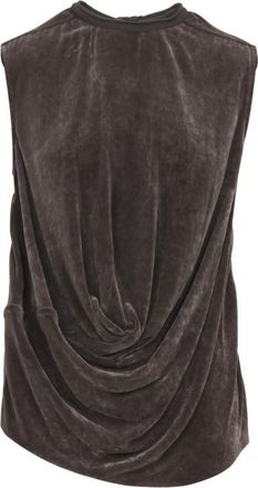 Rick Owens Brown Solid Crew Neck Top