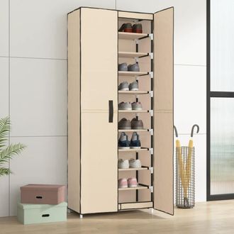 vidaXL Scarpiera Crema 60x30x166 Cm Tessuto - Vidaxl