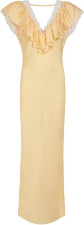 Ronny Kobo Gracie Lace-trim Silk-blend Maxi Dress - Yellow - S (UK8-10 / S)