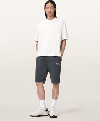 AllSaints Cotton Emblem Mid Rise Cotton Sweat Shorts, Size: XXL