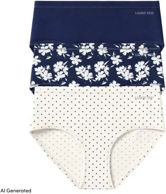 Lands End Brief True Solutions Light Weight Microfiber Basics 3 Pack Panties in Ivrdot/flor/nvy at Nordstrom, Size X-Large