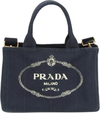 Prada Pre-owned Canapa Tote Bag - Dames - Vintage Shopper - Blauw - ONE Size - Vintage