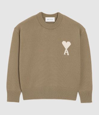 Ami Pull Ami De Coeur Beige Taupe Ecru