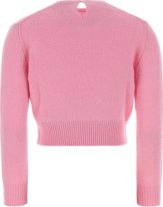 Jil Sander Womens Virgin Wool Blend Sweater Pink Nylon