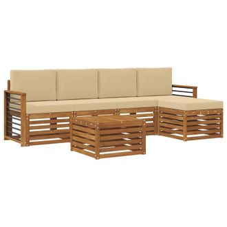 vidaXL Conjunto De Sof&aacute;s De Exterior Con Coj&iacute;n 6 Pcs Natural Y Beige Vidaxl