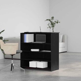 Berkfield Home Reception Desk Black Oak 100x50x103.5 cm Engineered Wood
