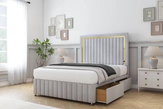 Comfort Beds Boston Gold Naples Divan Base 4 Drawers - 54 Headboard-Footboard in Silver | Size: Small Double