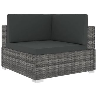 vidaXL Asiento Seccional De Esquina Con Cojines 1 Ud Rat&aacute;n Pe Gris Vidaxl