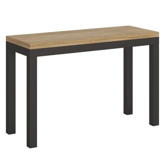 Itamoby Mesa tipo libro 120/200x45/90 cm efecto madera roble natural, hierro