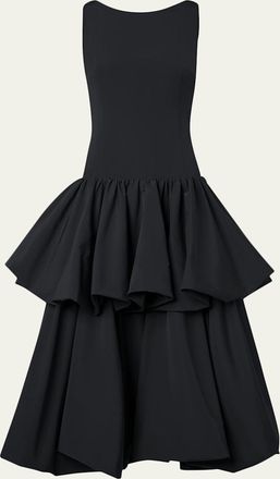 Akris Drop-Waist Ruffle Maxi Dress