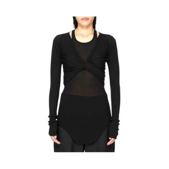 Rick Owens Tops, Dames, Zwart, L, Wol, Crop Wrap