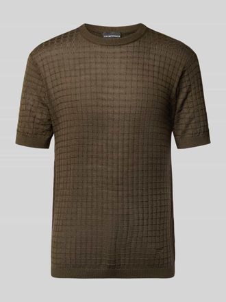 Emporio Armani Slim Fit T-Shirt mit Lyocell-Woll-Anteil in Schlamm, Gr&ouml;&szlig;e L