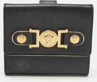 Versace Medusa Black Leather French Wallet