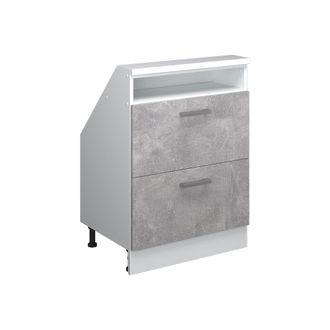 Vicco Armario De Cocina Para Techo Inclinado R-line, Hormig&oacute;n/blanco, 60 Cm Con 2 Cajones, Vicco