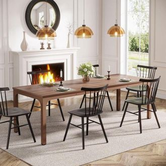 Tribesigns Tribesigns - 78.7 Inch Dining Table for 8, Industrial Rectangle Wood Dining Table, Long Rustic Dinner Table with Heavy Duty Metal Legs (Only Table)