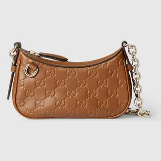 ショルダーバッグ・ポシェット Gucci Brown Leather Large Gucci Softbit Shoulder Bag Gucci Softbit maxi shoulder bag in dark brown leather