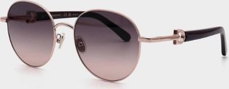 Ferragamo Round Ladies Sunglasses SF315SLBK 771 56