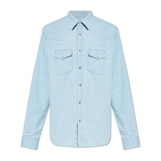 Tom Ford Denim Chambray Western Shirt - Heren - Spijkeroverhemden - Blauw - 3XL - Denim - Overhemden