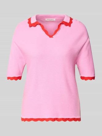 Christian Berg Strickshirt mit Polokragen und V-Ausschnitt in Rosa, Gr&ouml;&szlig;e XXL