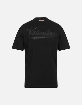 Valentino Mens Valentino Garavani Varsity Logo T-Shirt in Black - Size: 40